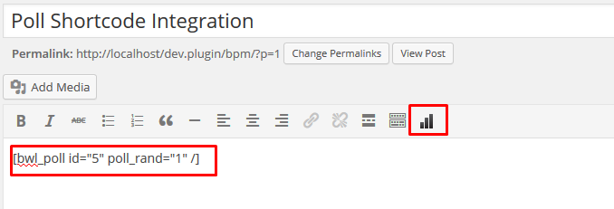 Insert shortcode using the shortcode editor.
