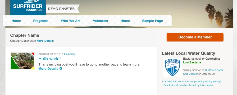 BWTF Water Quality Widget in the sidebar of a website.