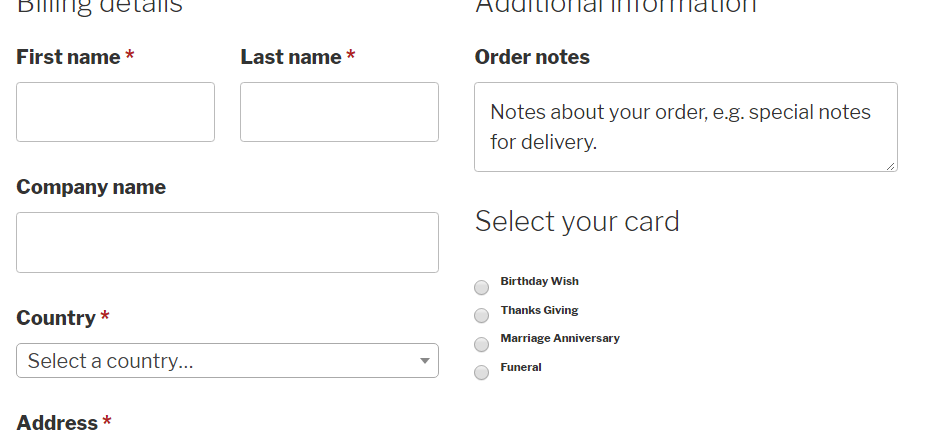 How it appears on checkout page