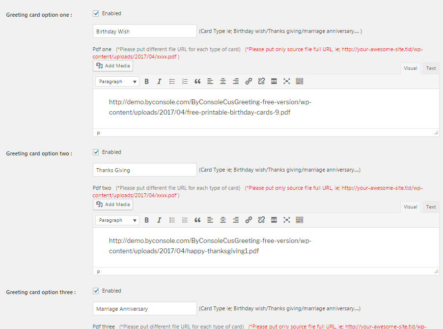 Plugin settings page in back-end