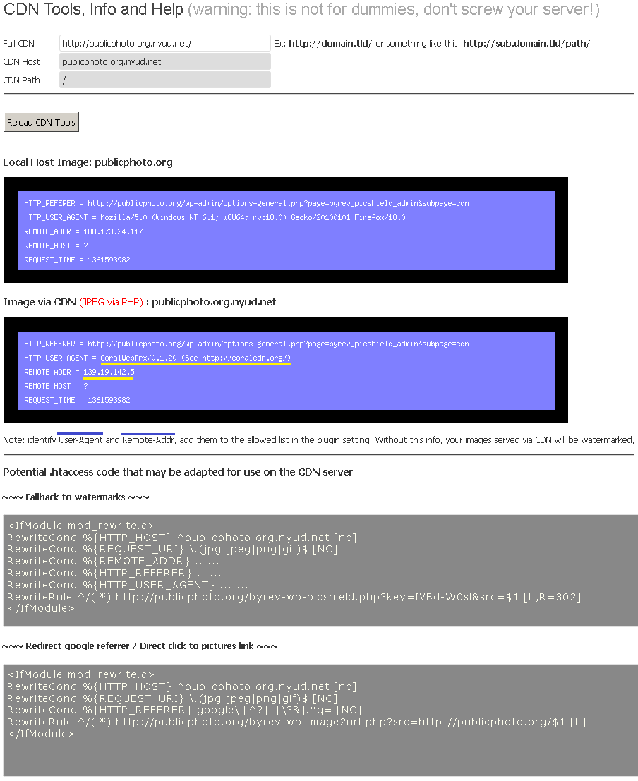 Screenshot for CDN tools and help tab