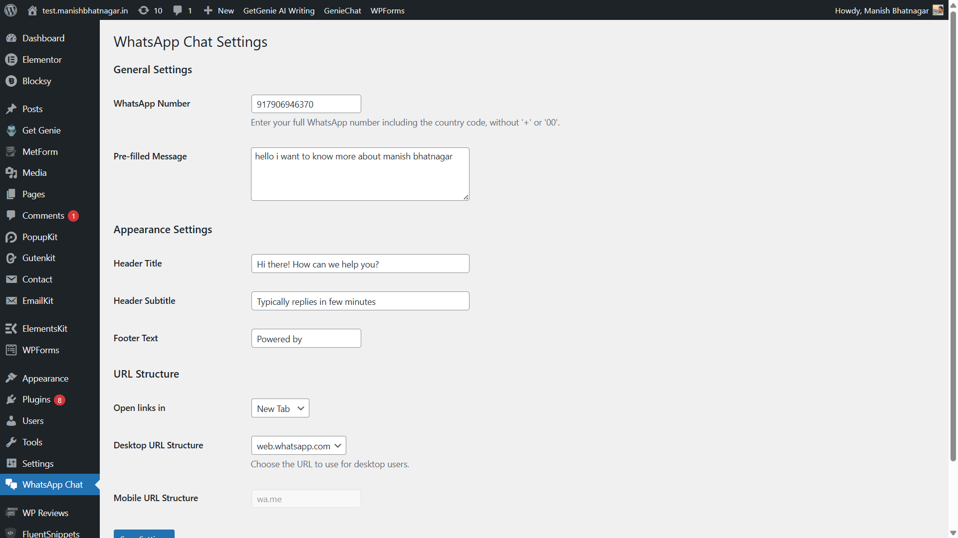 Mobile view of chat button
