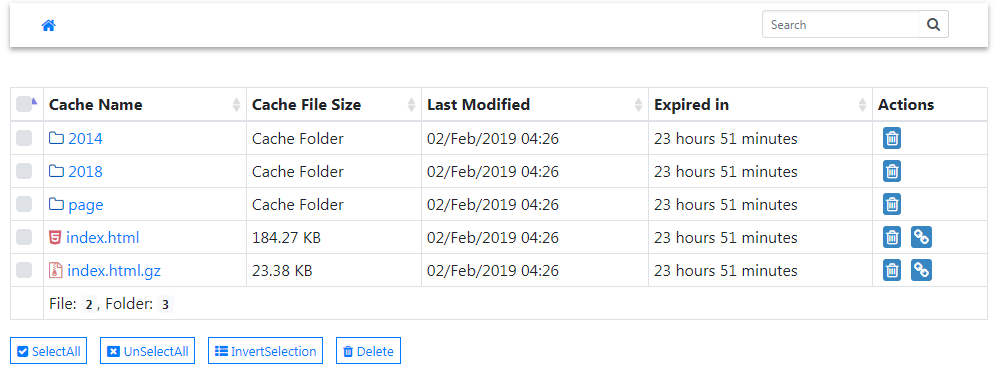 List all caches