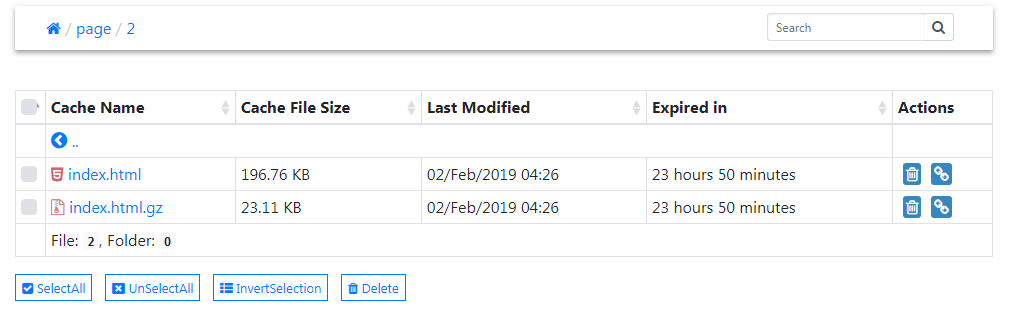 Caches in a folder