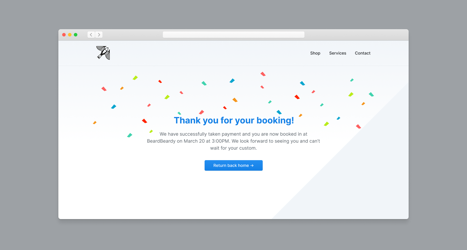 Start Booking Thank You Example
