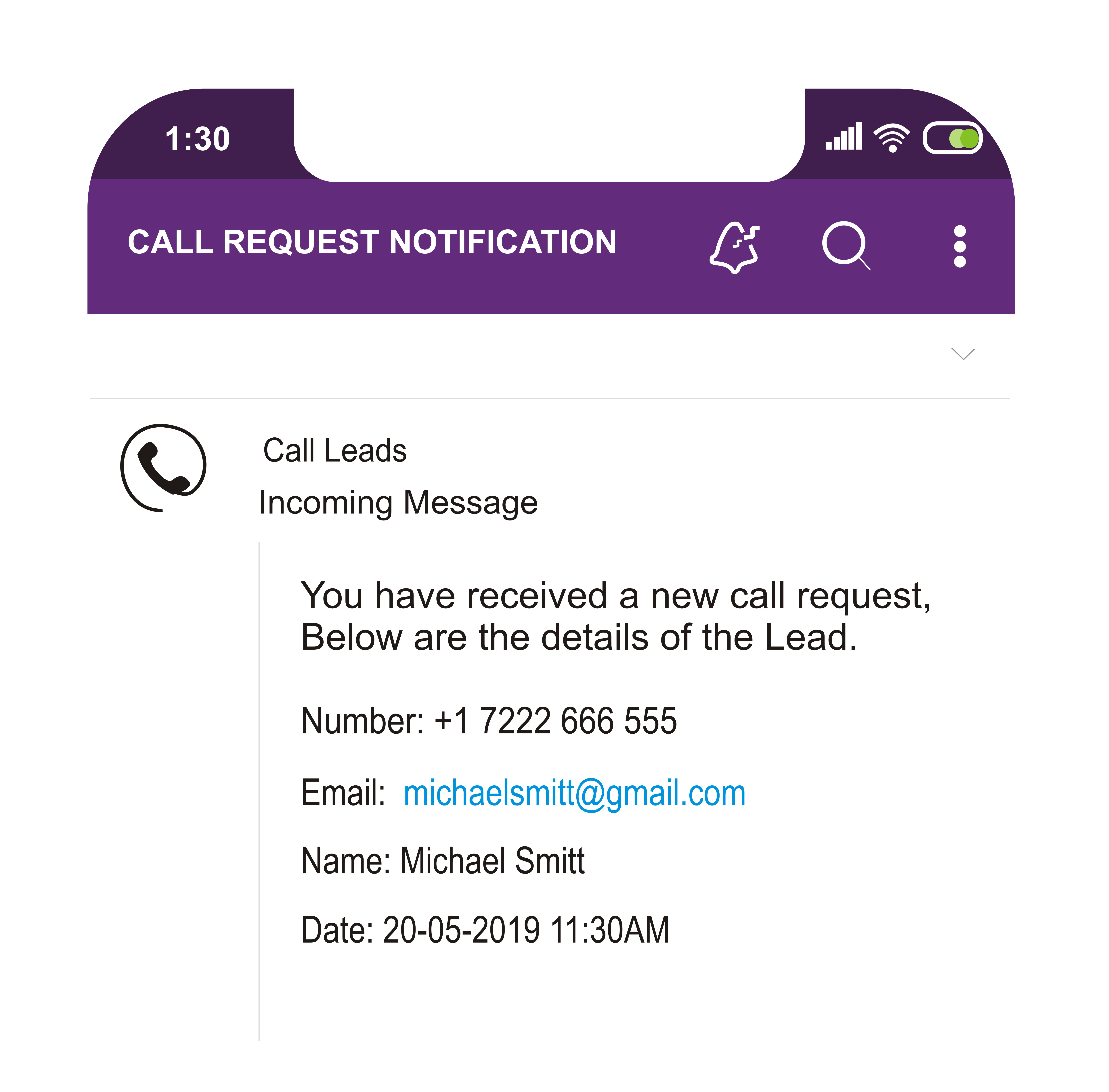 A screenshot of how the email notification looks like.