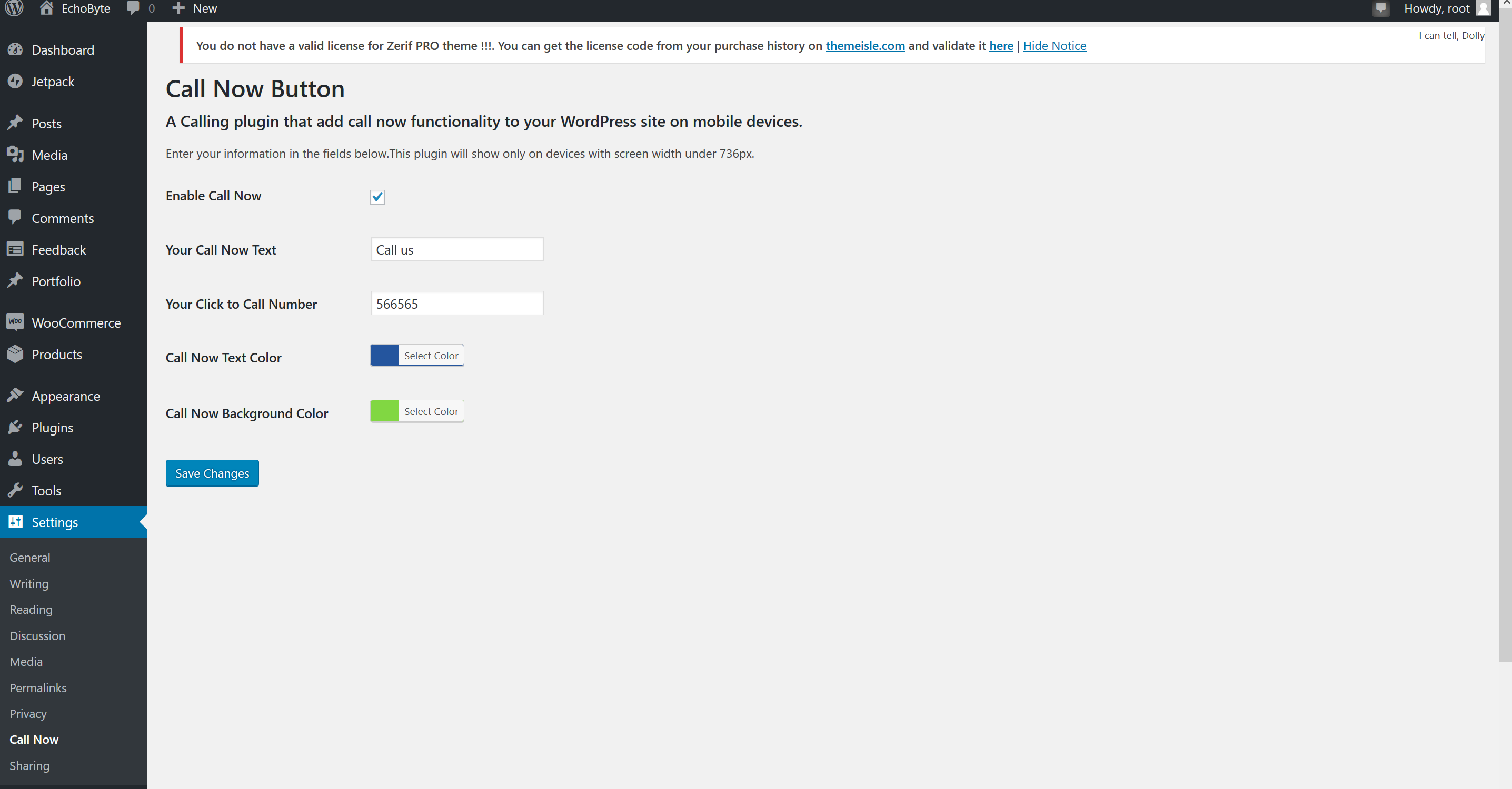 Settings: options
