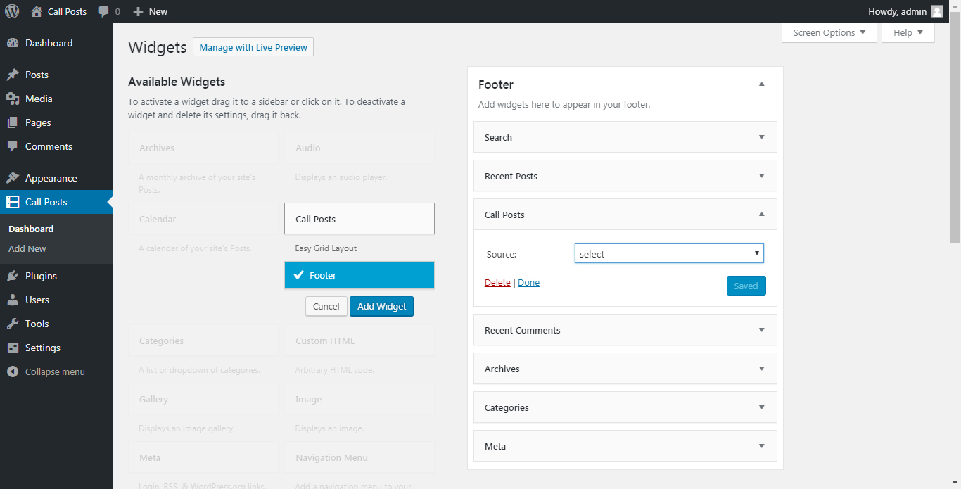 Add to widget.