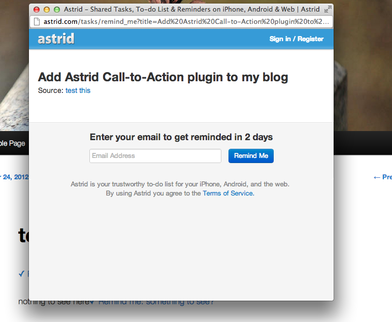Add Remind me links can be added in-line in the post with the visual editor in the same way you add links.