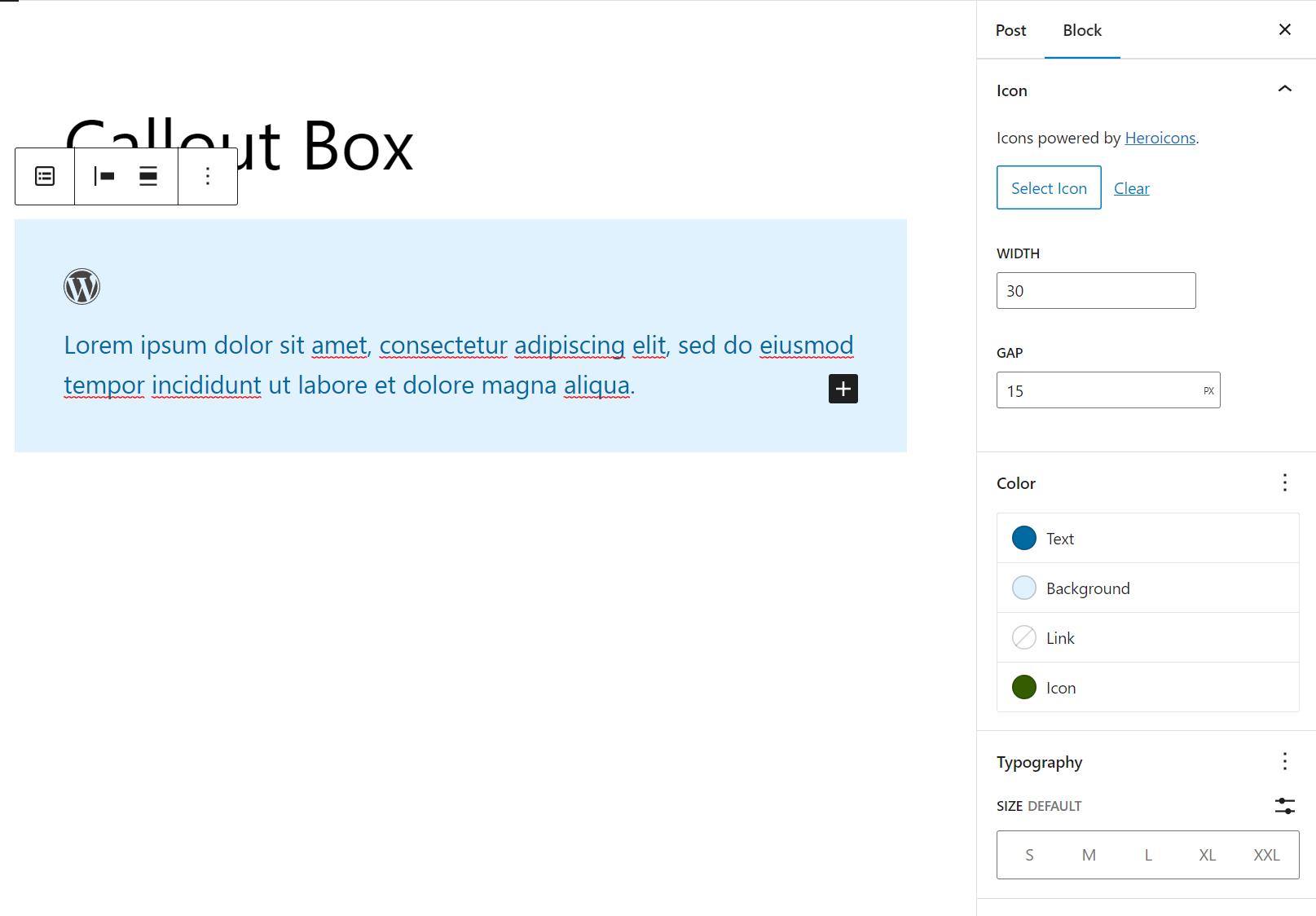 Callout with a custom icon (The icon was inserted from a link).