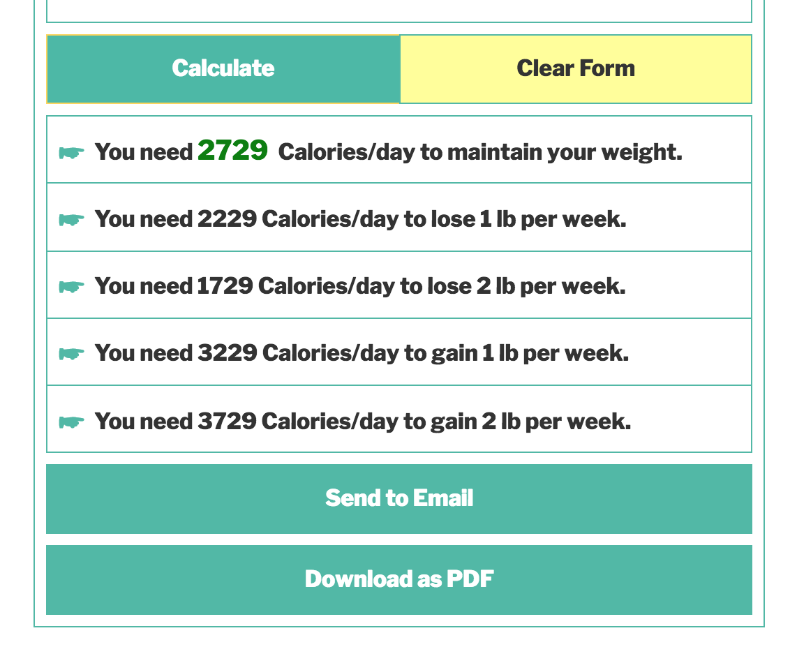 Calorie Calculator Metric Units