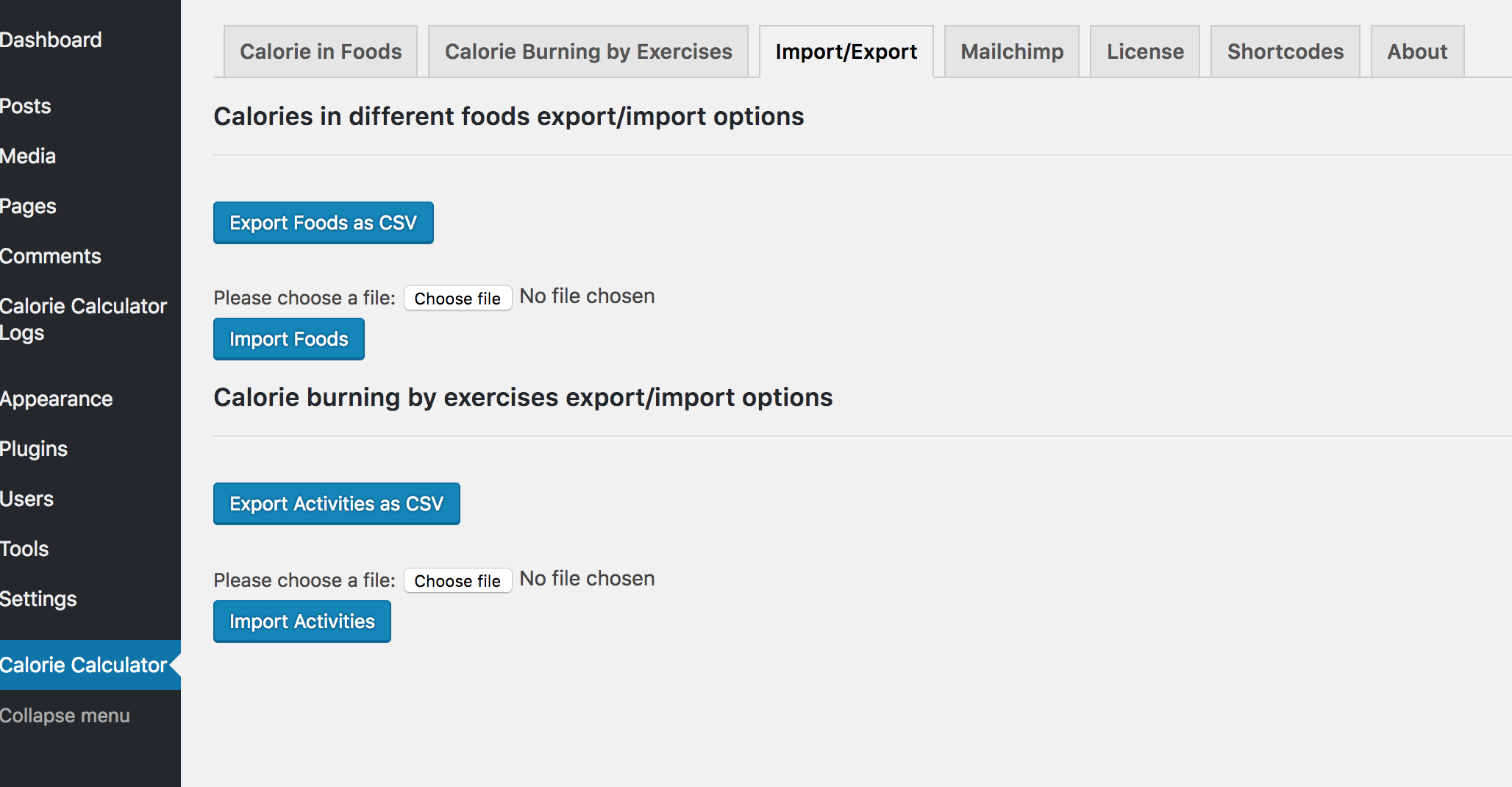 Calorie Calculator Widget