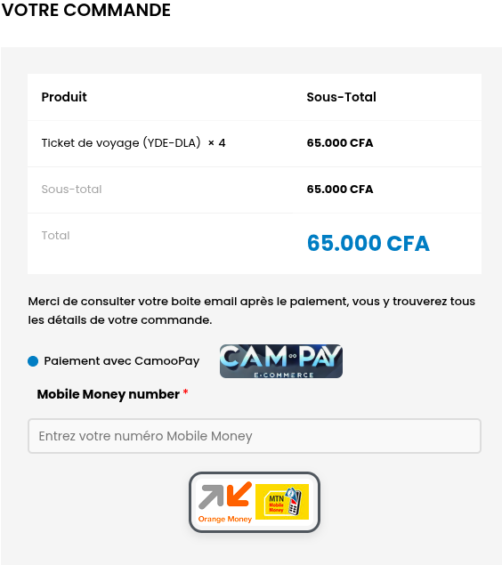 Payment gateway selection.