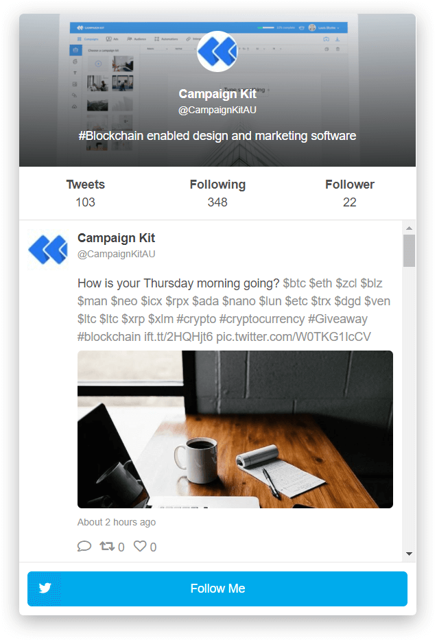 Campaign Kit - Twitter widget display.