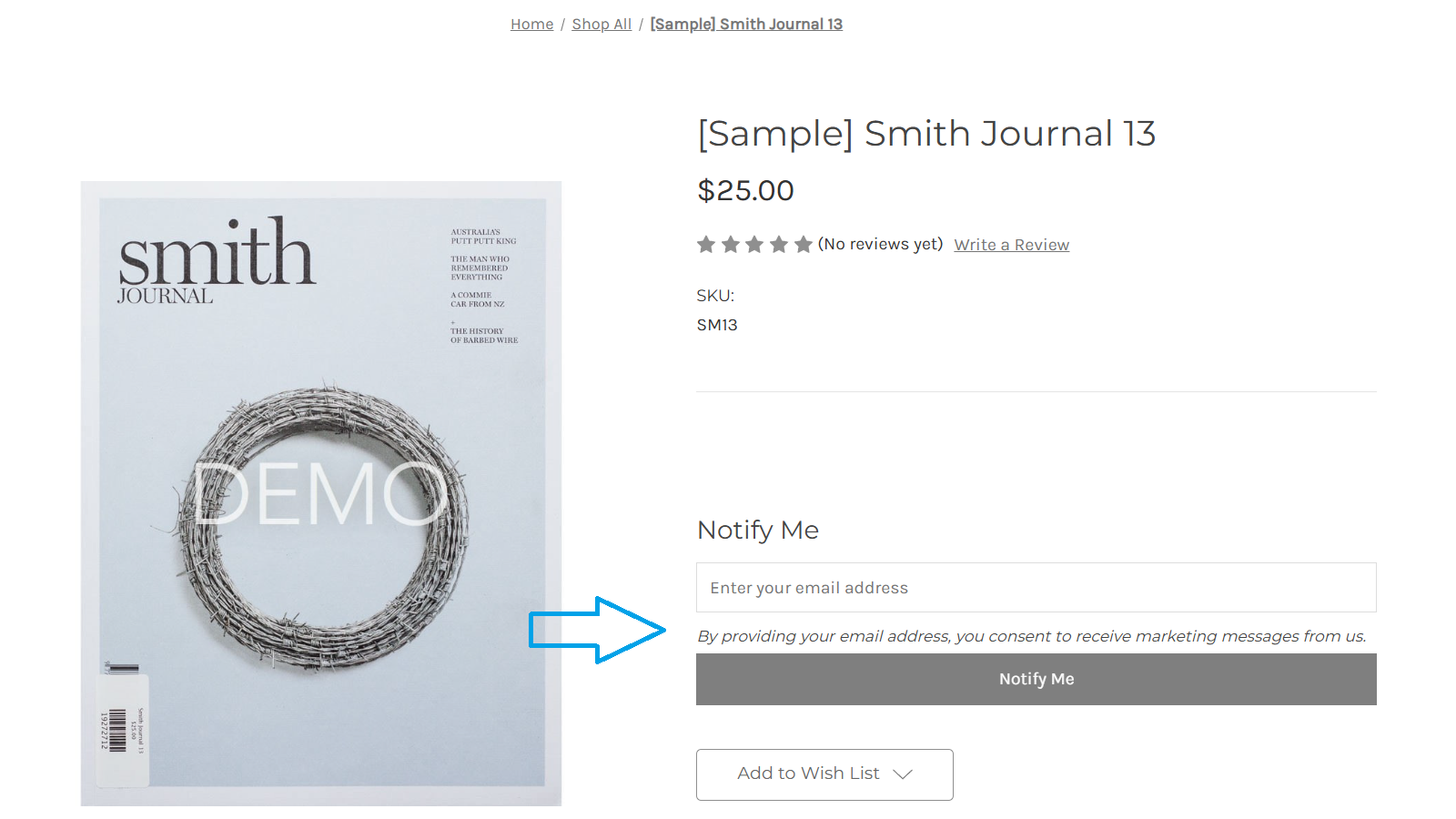 Notify widget on your ecommerce page - Back In Stock