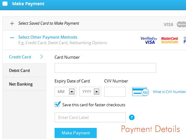 PayU Money - Payment selection page