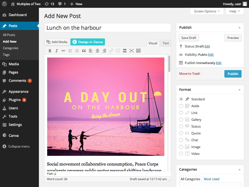When you're finished your new design automatically gets added to your post