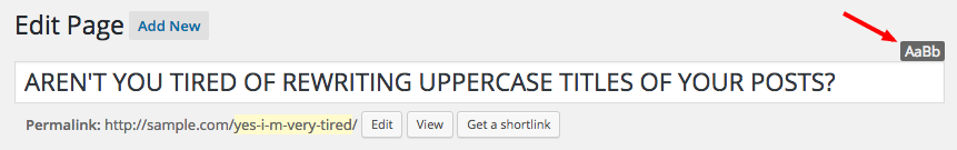 To change che case of the text input press the right side button.