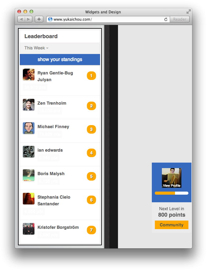 Add leaderboard and activity widgets to your site and completely customize the design and colors