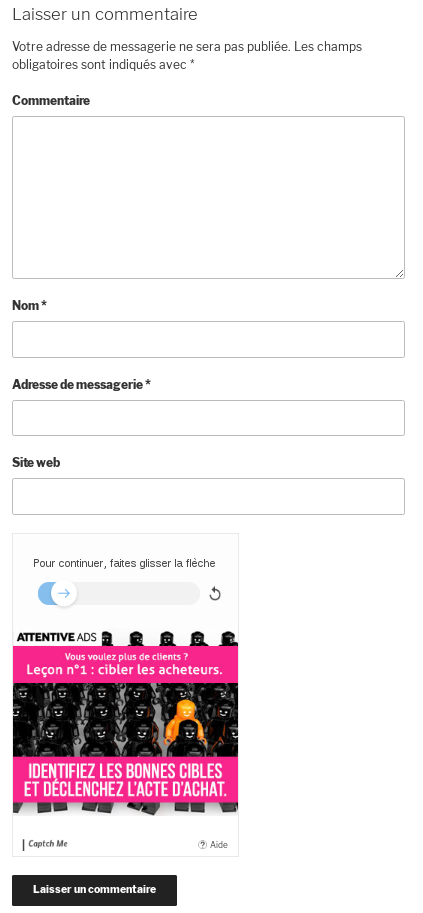 Captcha Captch Me dans les formulaires de commentaires