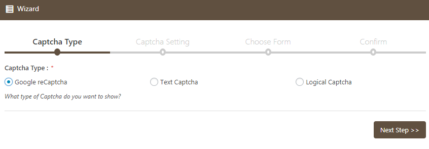 Captcha Setup - Logical Captcha Screen