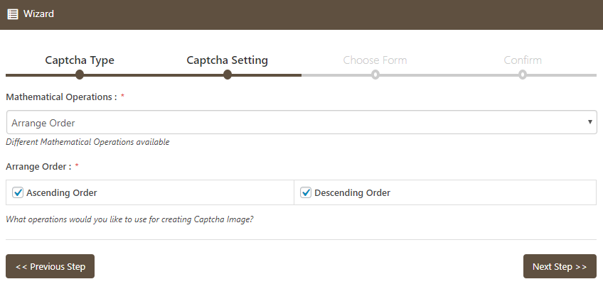 Captcha Setup - Text Captcha Screen