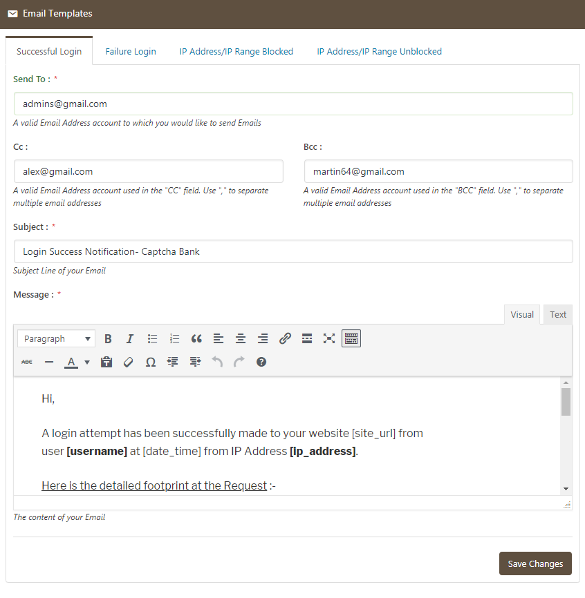 Email Templates Screen