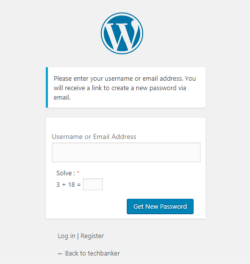 Text Captcha on Reset Password Form