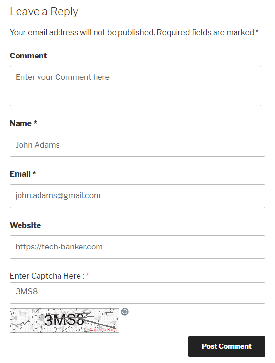 Text Captcha on Admin Comment Form