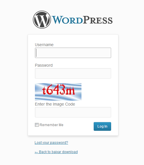 WP Login Page with "Captcha on Login" plugin enabled