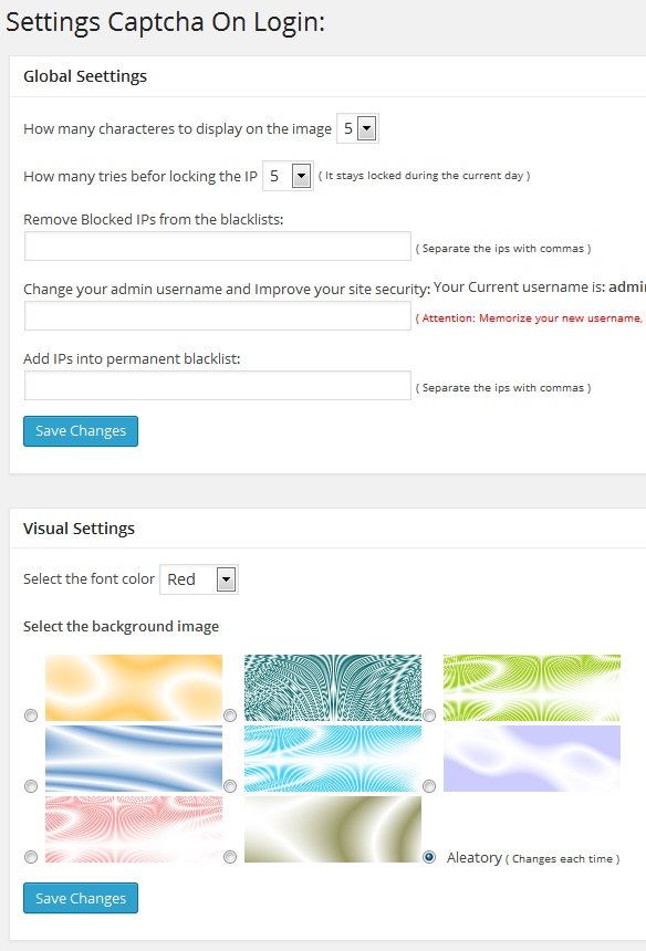 Plugin's options page