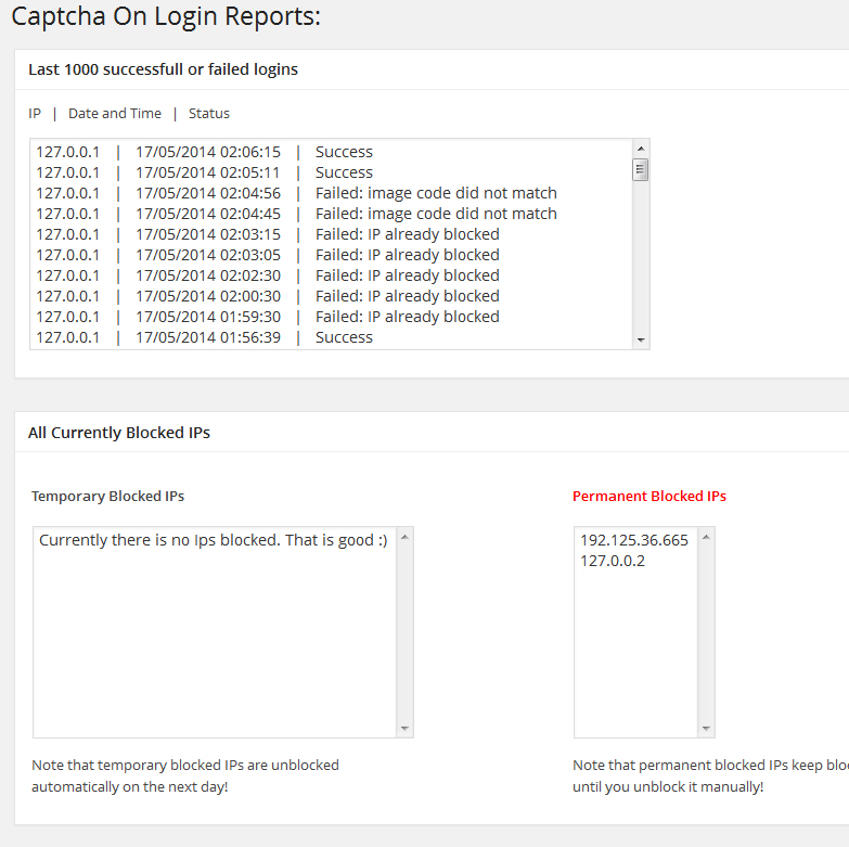 The report page