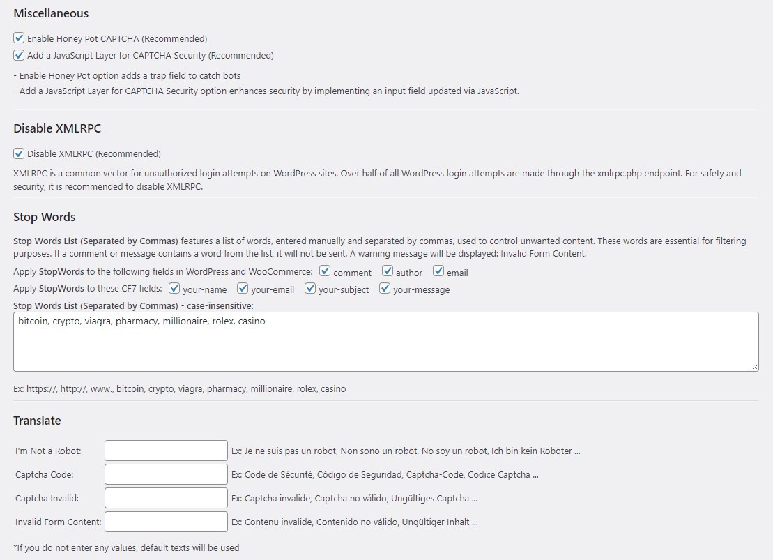 CAPTCHA Admin Screen #3
