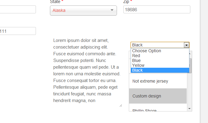 Select from dropdown options