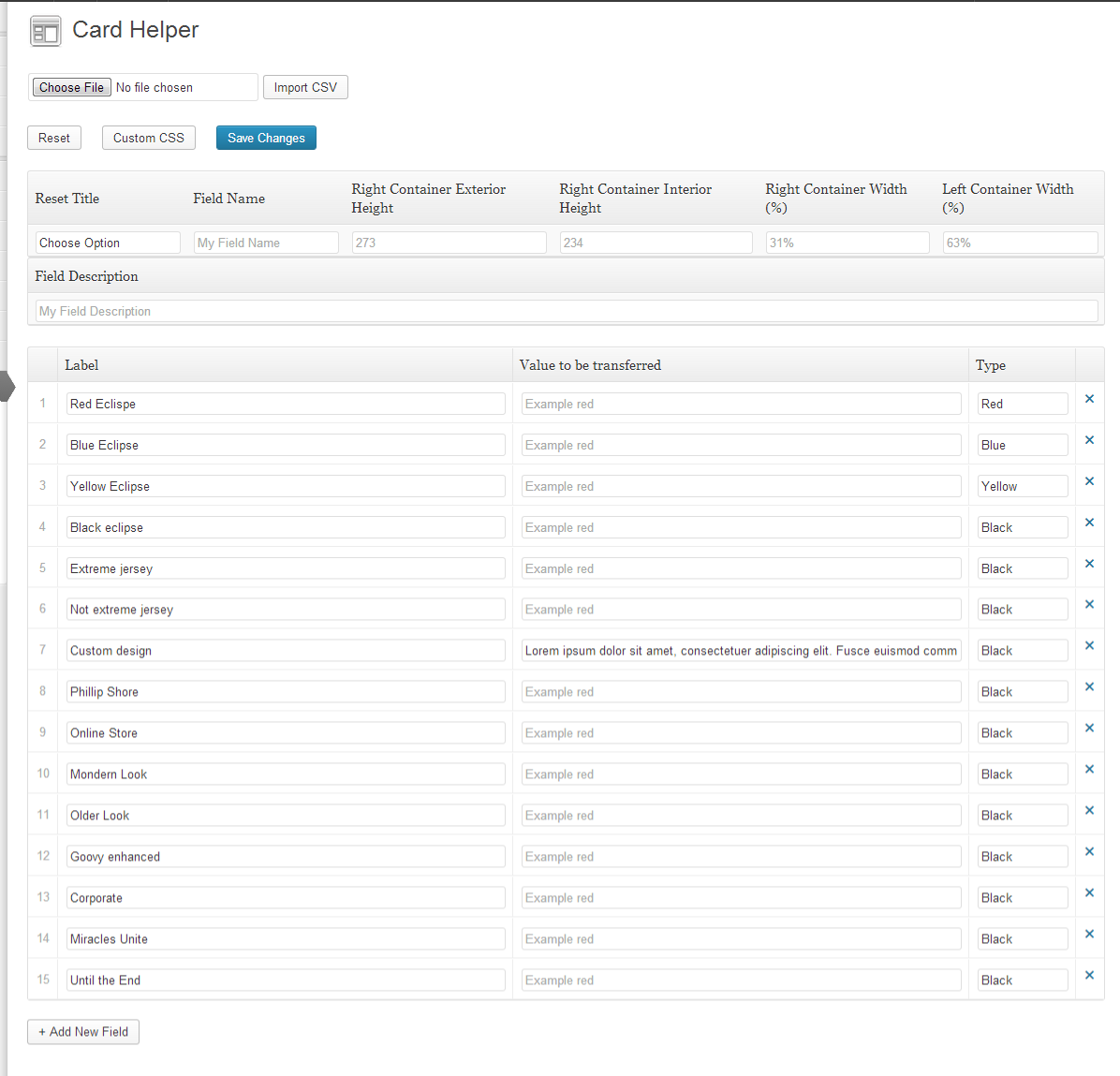 Back-end Menu Display after CSV is uploaded