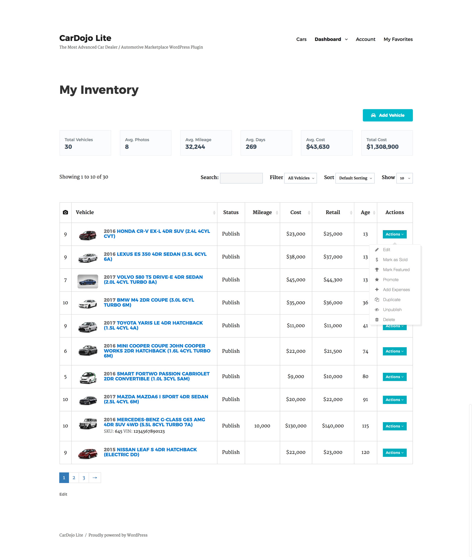 Inventory page