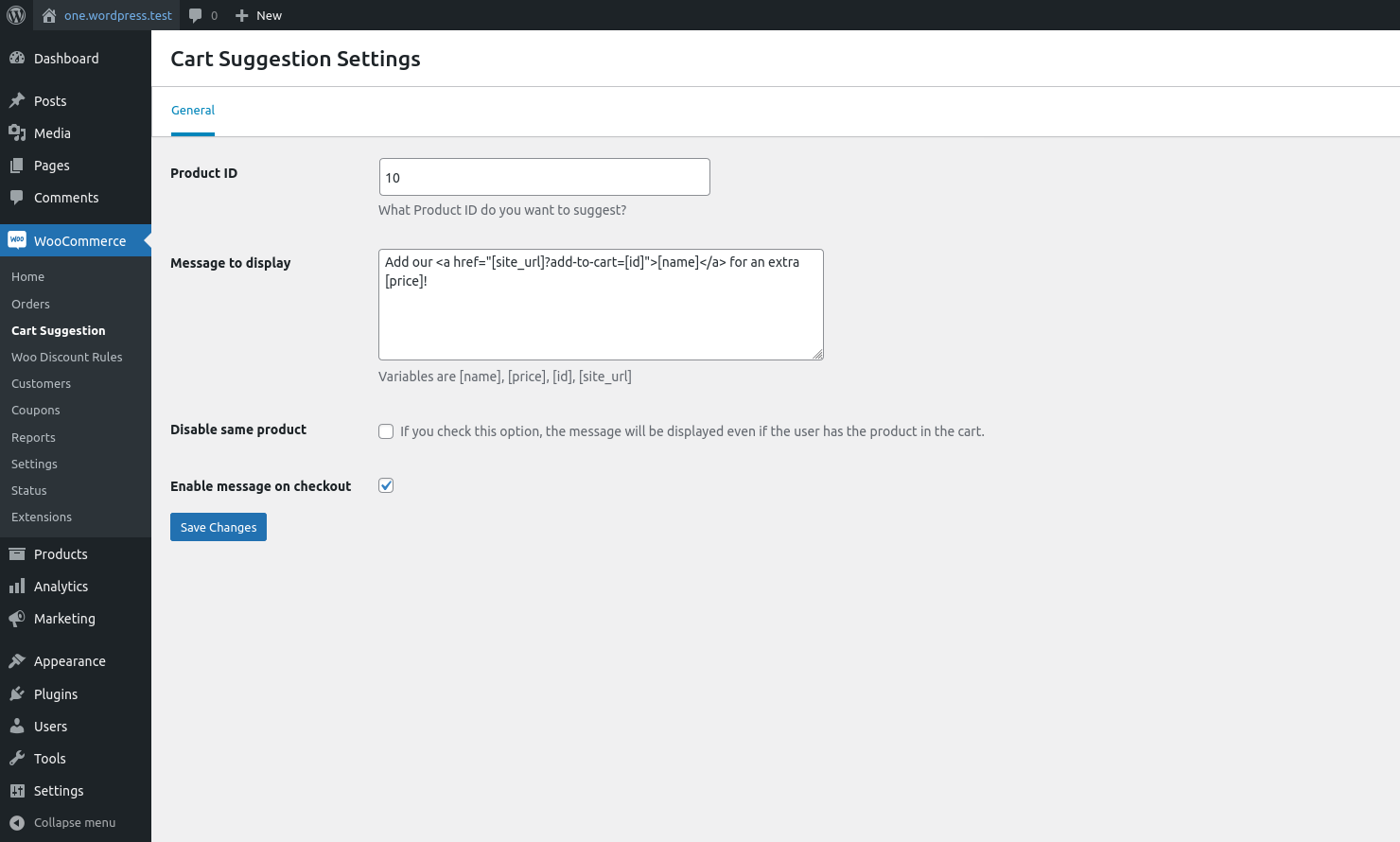 Customize the settings in WooCommerce -> Cart Suggestion