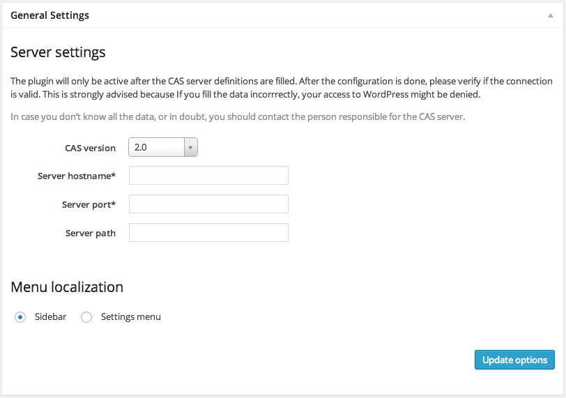 CAS Server settings