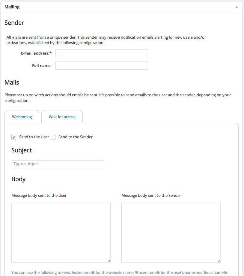 Mailing options