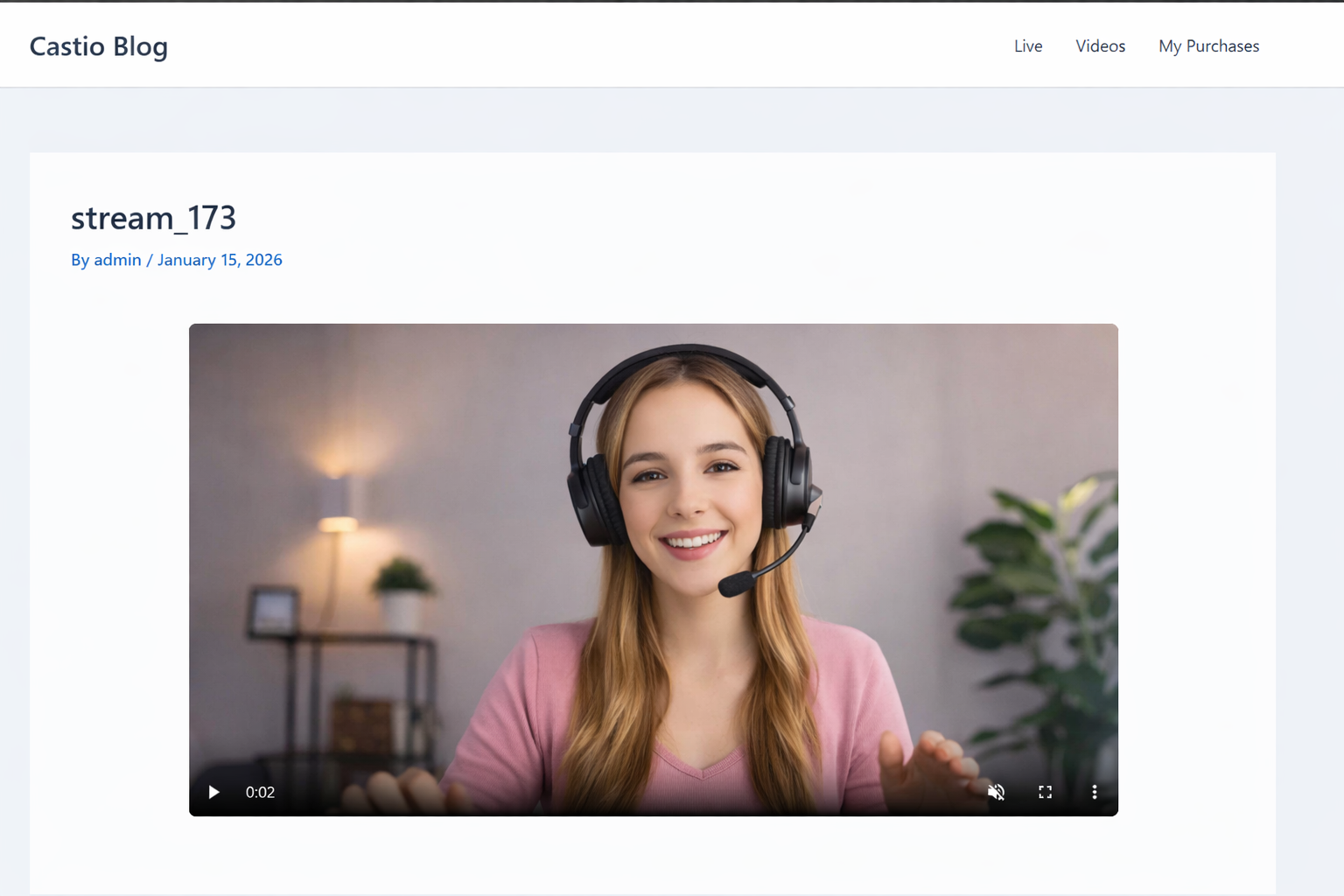 Single recorded video viewer page
