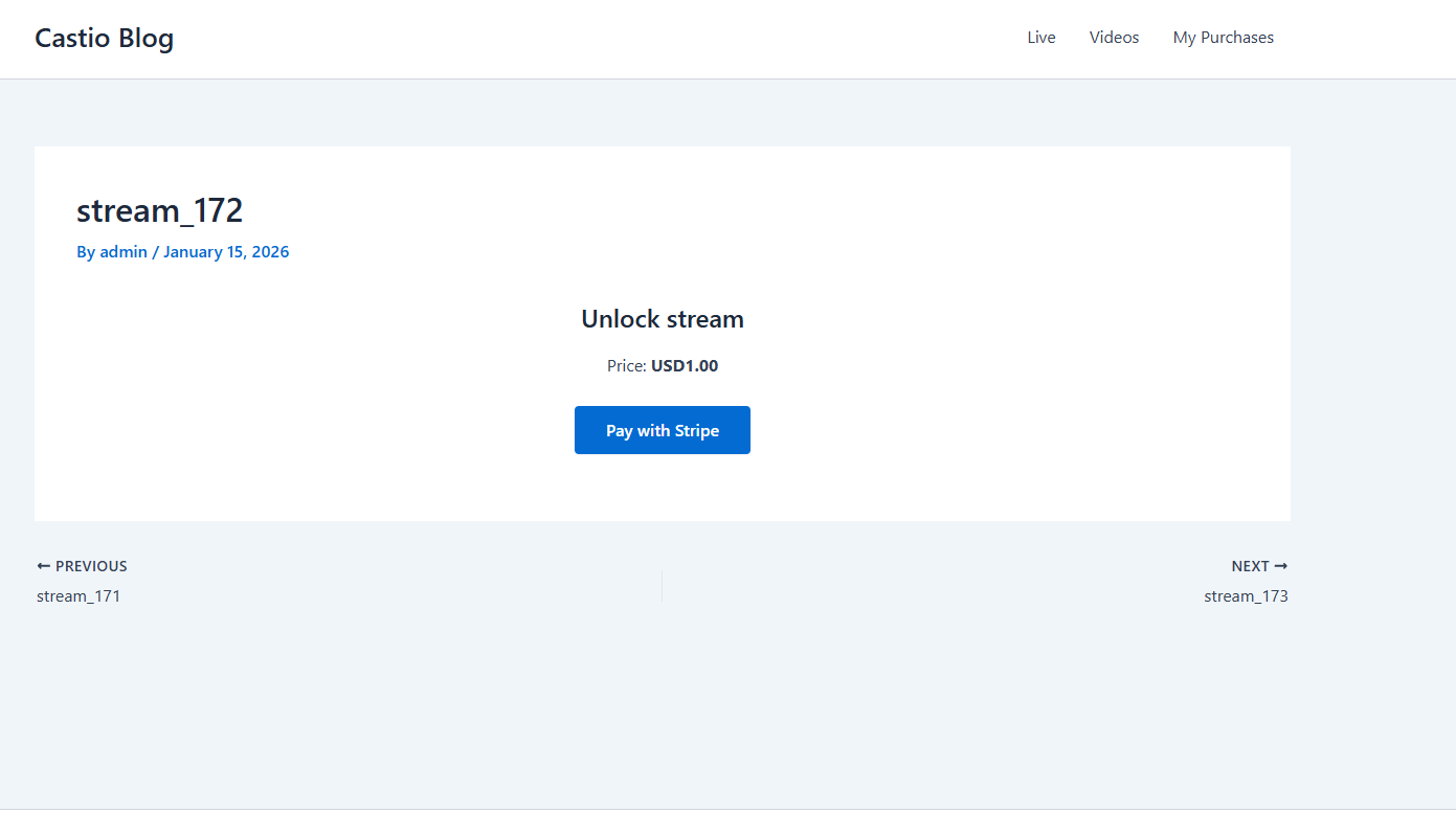 Pay-per-view access and checkout screen
