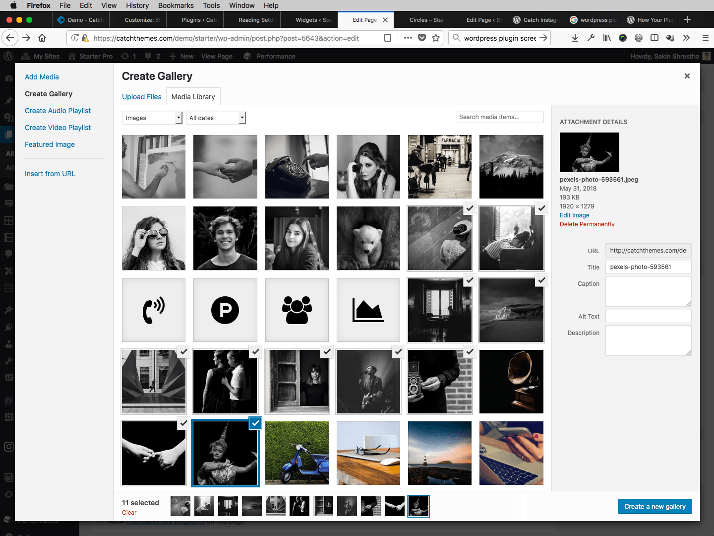 Create Gallery in Page/Post Step 1