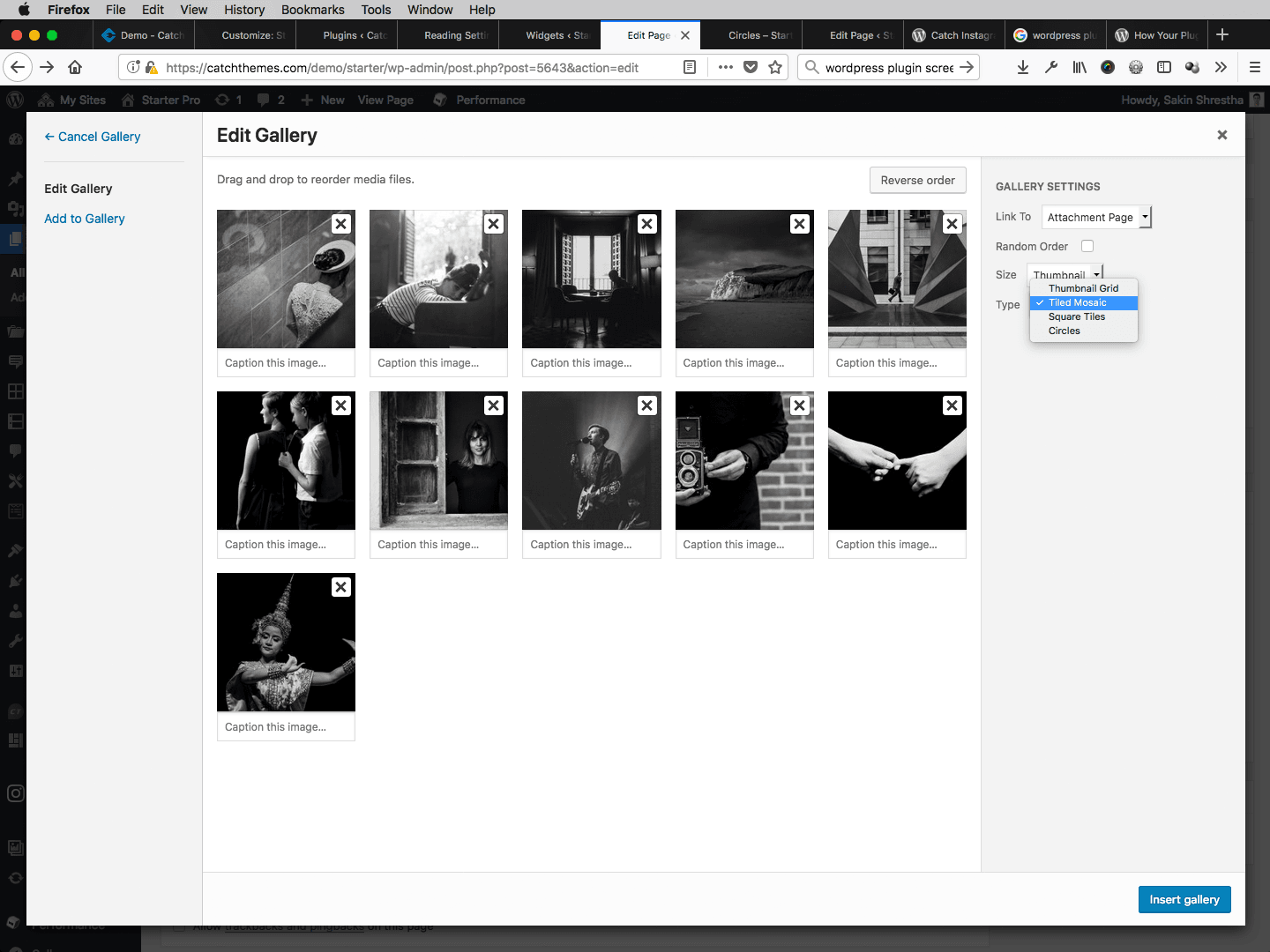 Gallery Settings - Select Type