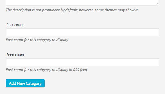 When adding a category, you can specify post count for that category.