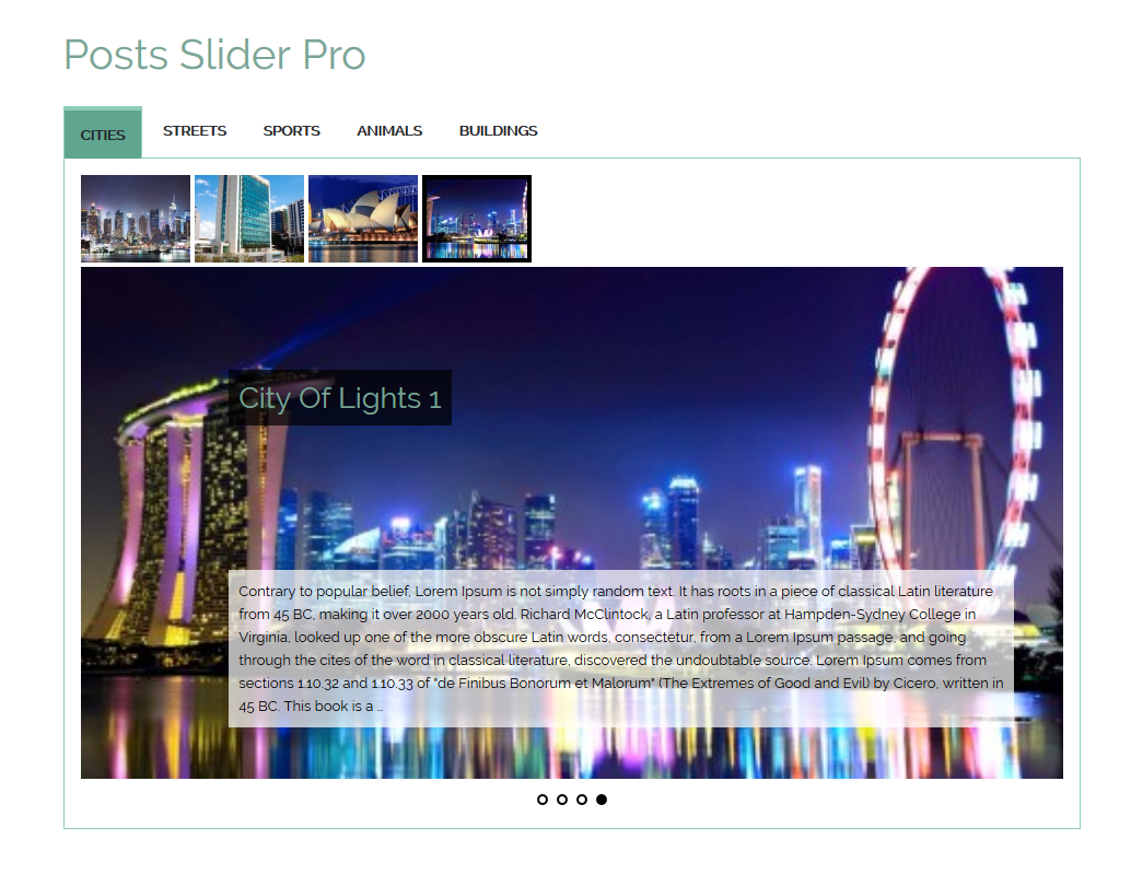 Frontend slider display with accordion format.