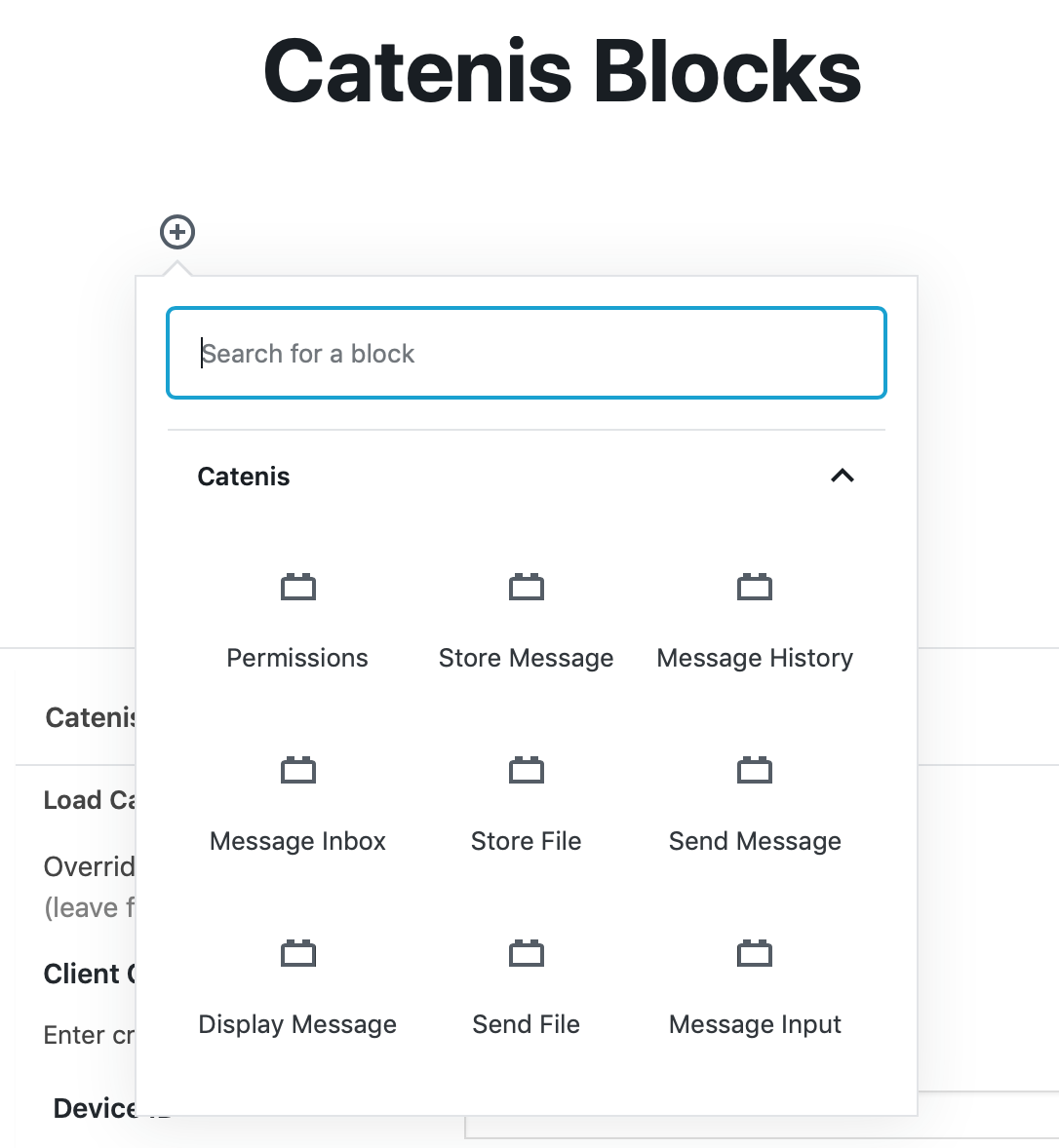 Blocks under Catenis category.