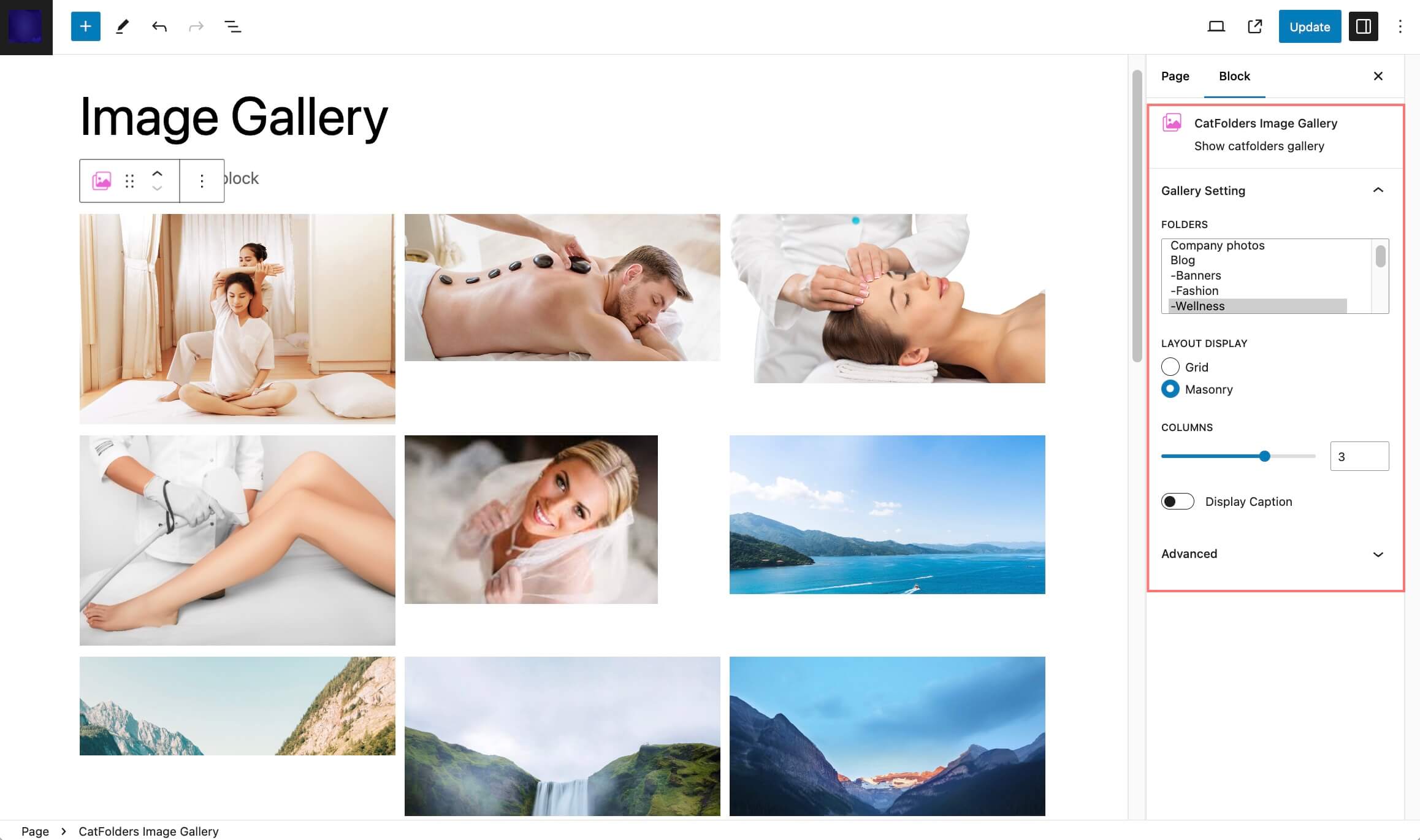 Display image gallery from a selected folder