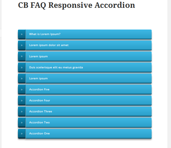 Show 10 faq accordion style.