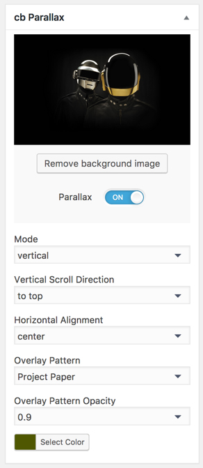 Custom background meta box on the edit post screen.