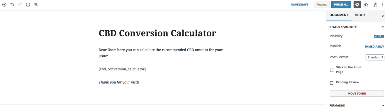 This is the CBD ML-MG Conversion Calculator Backend